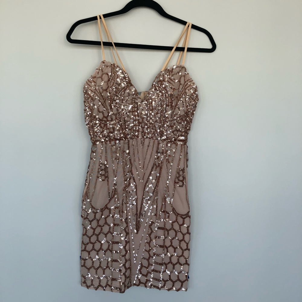 Rose gold sequin dress